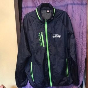 XXL Seahawks windbreaker with hidden hood.